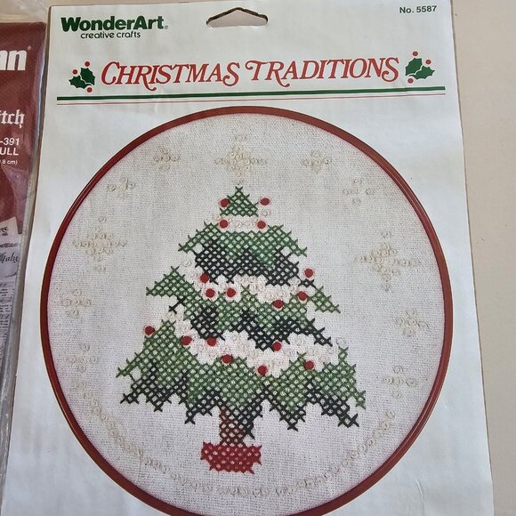 Janlynn Christmas Cross Stitch Musical Bell '91 Wonderart Candlewick Tree 2pk - Picture 5 of 9